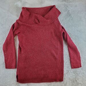 Morgan Taylor‎ Womens Sweater Sz 2XL Large Cowl Neck Red Metalic Shimmer Shirt